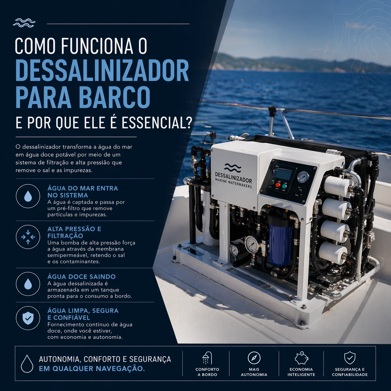 Clique para ver: Como Funciona o Dessalinizador para Barco e Por Que Ele É Essencial? Como Funciona o Dessalinizador para Barco e Por Que Ele É Essencial?