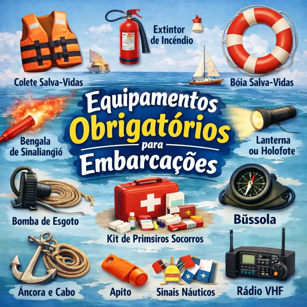 Clique para ver: Equipamentos obrigatórios para embarcações Equipamentos obrigatórios para embarcações