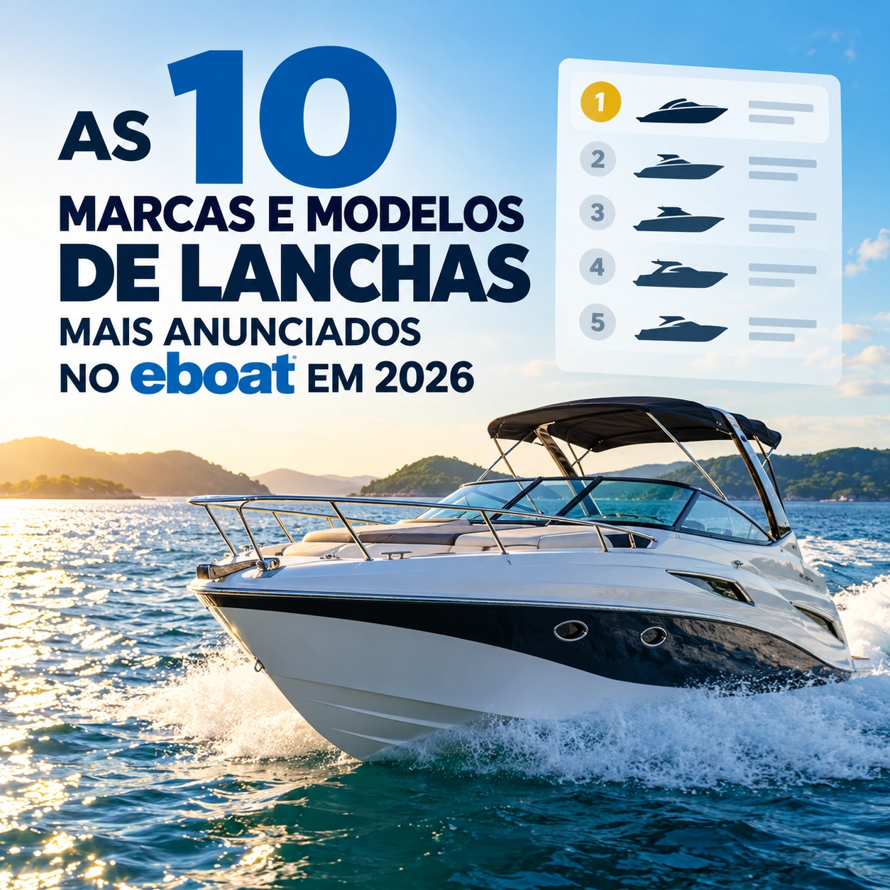 Clique para ver: As 10 marcas e modelos de lanchas mais anunciados no eboat As 10 marcas e modelos de lanchas mais anunciados no eboat